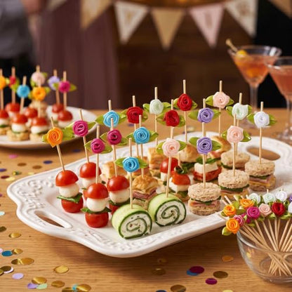 Flower Rose Bamboo Picks 100PCS Colorful Skewers for Cupcakes & Crafts - Variation of THIS listing