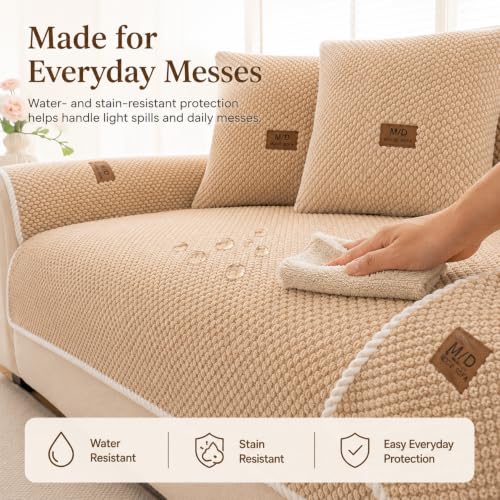 Pet-Friendly Thick Couch Cover for Sofa - Green, 4 Seat, 82.7 x 35.4" - Removable & Washable