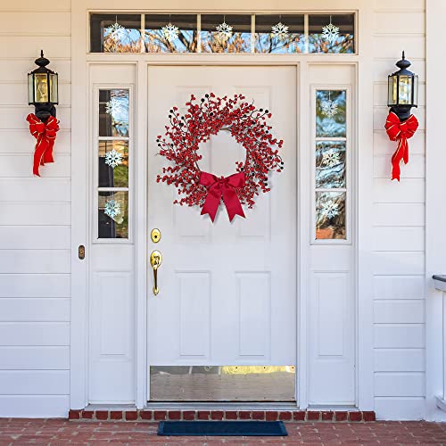 Artificial Christmas Wreath 18 Inch Red Berry Winter Decor Handmade Front Door Indoor Outdoor