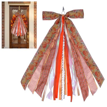 Autumn Wreath Sash Bow - Fall Decor 12x23.6 Inches Thanksgiving & Halloween
