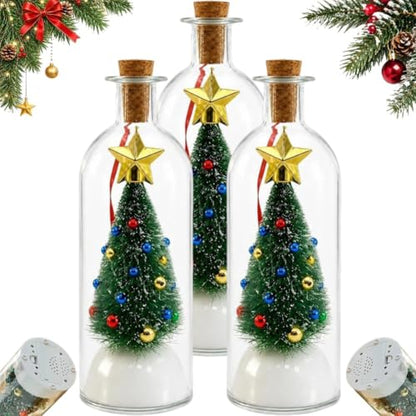 3pcs Recordable Glass Christmas Tree Message in a Bottle Holiday Ornament