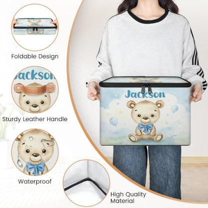 Large Custom Baby Keepsake Box with Name - Blue Memory Box for Boys Option 17