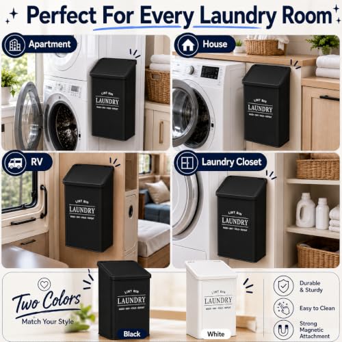 Lint Bin for Laundry Room Black - Dryer Lint Catcher with Mounting Options