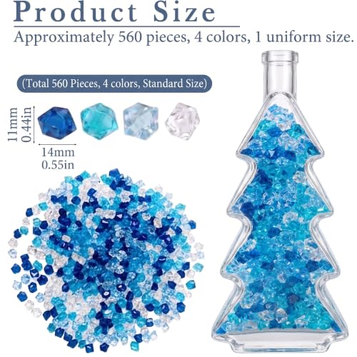 Blue Acrylic Ice Rocks for Vase Fillers - 560 Pack, Aquarium & Decor