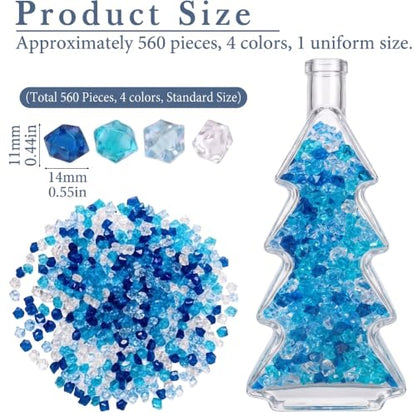 Blue Acrylic Ice Rocks for Vase Fillers - 560 Pack, Aquarium & Decor