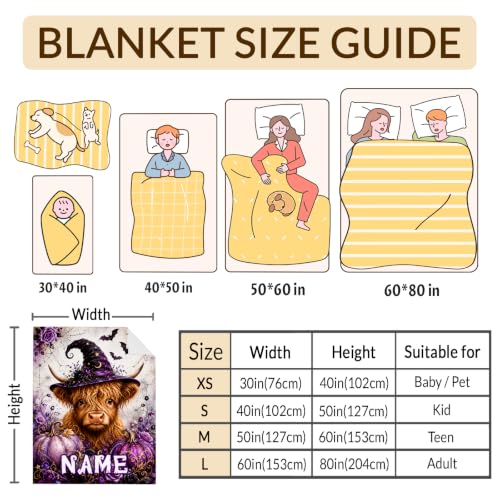Purple Highland Cow Custom Blanket for Girls, Kids & Adults