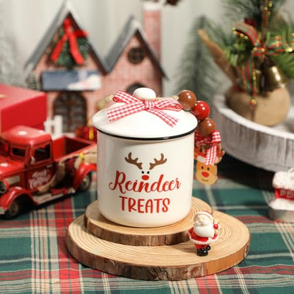 Christmas Reindeer Treats Ceramic Canister for Tiered Tray Decor