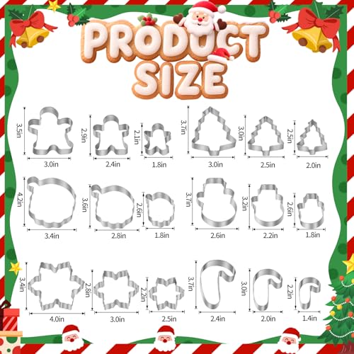 Christmas Cookie Cutter Set 18 Pcs Holiday Baking Molds Santa Tree Snowflake