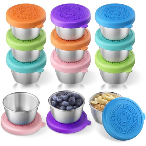 Candy Sauce Containers 1.6 Oz Leakproof Snack Cups with Lids - 12 Pack