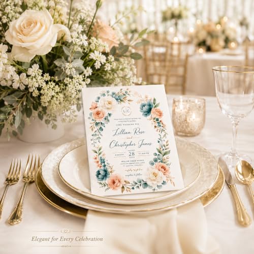 Personalized Wedding Invitations Floral Card - Color 10