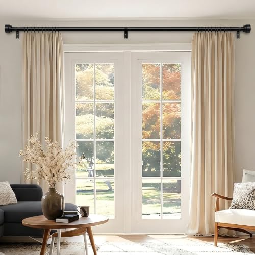 Black Adjustable Curtain Rods for Windows 32-144 Inches Heavy Duty 1-Inch Diameter