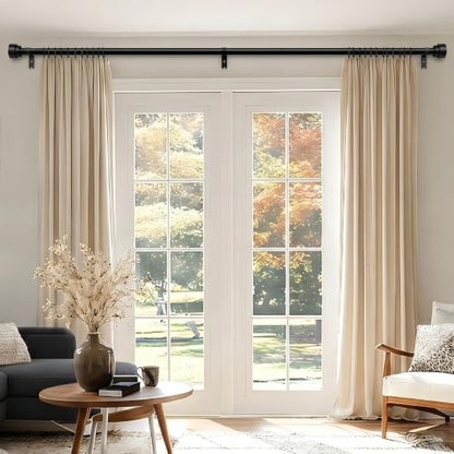 Black Adjustable Curtain Rods for Windows 32-144 Inches Heavy Duty 1-Inch Diameter