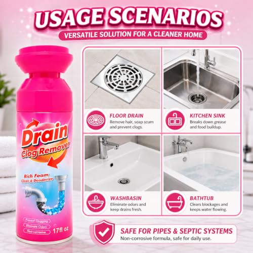 Foaming Drain Cleaner 2 Pack - Sink Clog Remover & Drain Cleaner