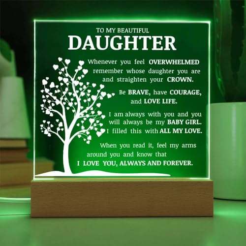 Personalized Acrylic Heart Plaque for Daughter - Inspirational Gift with Wooden Base