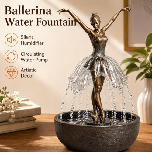 Ballerina Waterfall Fountain LED Tabletop Water Feature - USB / Bb Variation