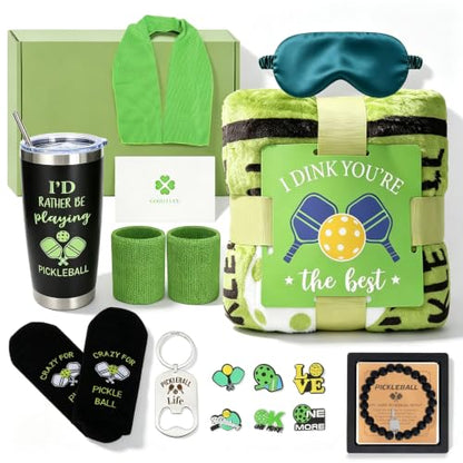 Pickleball Gifts Set for Men & Women - Tumbler, Blanket, Socks & More