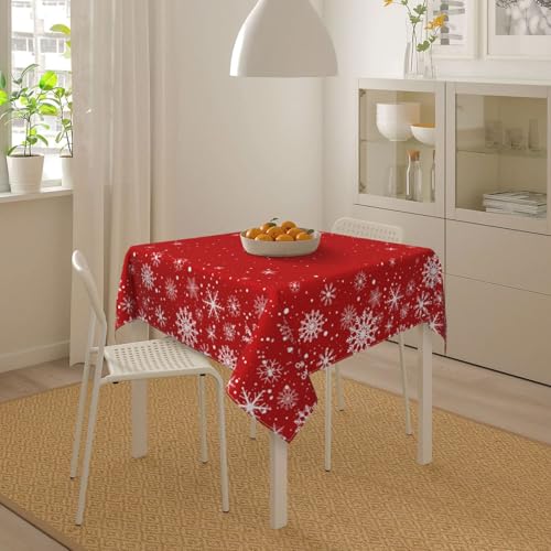 Kawani Christmas Snowflakes Square Tablecloth 54 Inch Multi Color Holiday Decor