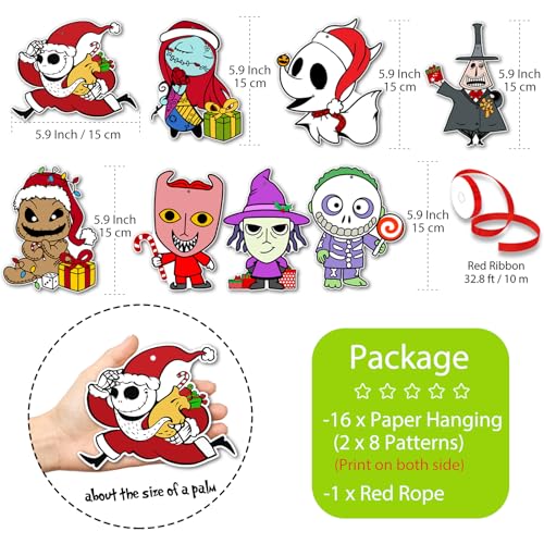 16 Pack Christmas Tree Ornaments - Holiday Hanging Decorations for Xmas