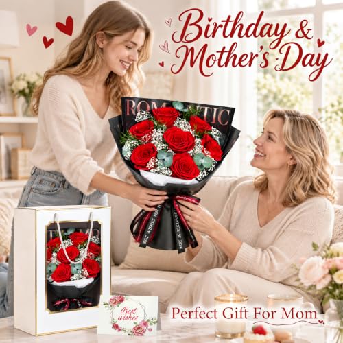 Preserved Flower Gift Set - Red Roses for Birthday, Anniversary, or Special Occasion (Variation: Red)