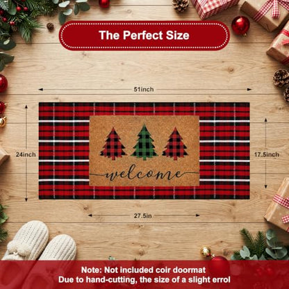 Christmas Buffalo Plaid Rug 2x4.3 Feet Front Door Mat - Red, Holiday Decor