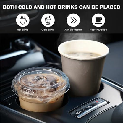 Pink Paws Cat Car Coasters Set of 2 - Absorbent Ceramic with Non-Slip Cork Base, Cute Car Accessories