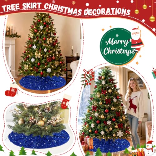 Royal Blue Christmas Tree Skirt 36 Inch Sequin Velvet Xmas Decor - Variation of THIS listing