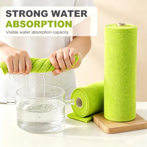 Reusable Microfiber Cleaning Cloths Roll - 20 Green Tear-Off Towels