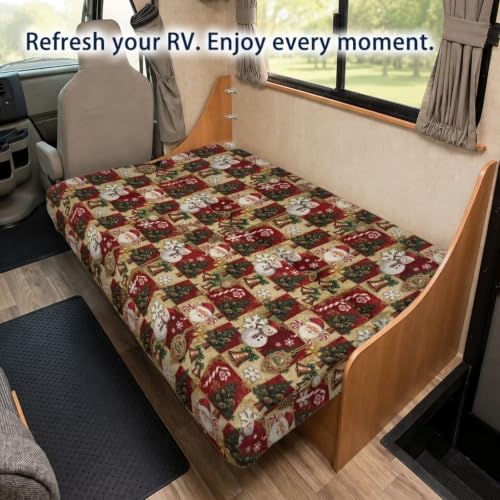 Christmas Patchwork RV Sofa Bed Cover 2-Piece Set for Loveseat - Fold-Out Couch Protector