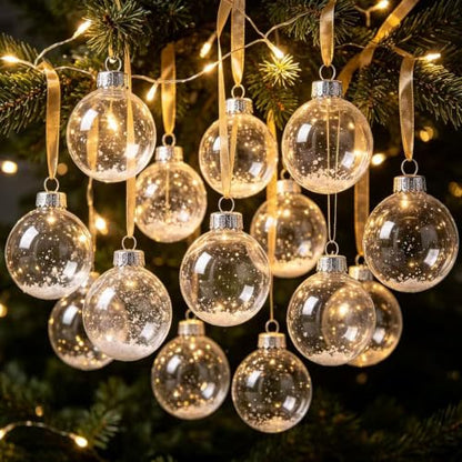 Clear Christmas Ornaments Balls - 12PCS Fillable Plastic Holiday Decorations