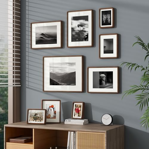 Rounded Walnut Photo Frame 12x16 Inches - 2 Pack, Solid Hardwood with Anti-Scratch Glass