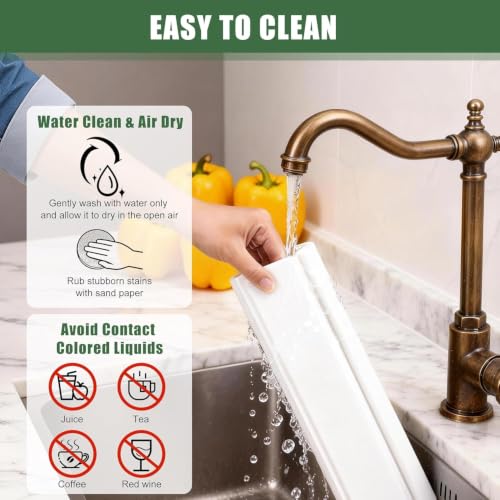 White Large Stone Drying Mat for Kitchen Counter 24x16 Foldable & Absorbent