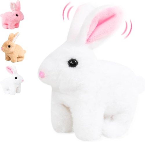 Bunby Realistic Rabbit Toy - Interactive Plush Bunny with Lifelike Movements | White Easter Gift