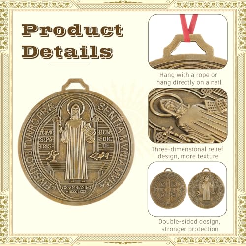 Large Gold Saint Benedict Medal Wall Decor - Religious Protection Symbol