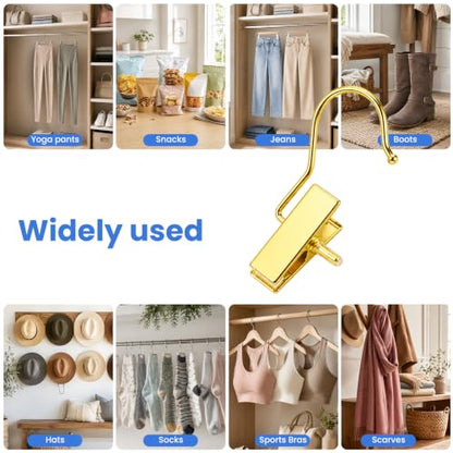 Gold Boot Clips for Closet - 20 Pack Stainless Steel Hanging Clothes Pins
