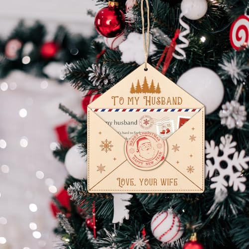 Fullhawl Christmas Wooden Letter Ornament for Husband - Romantic Gift from Wife - Variation: Husband