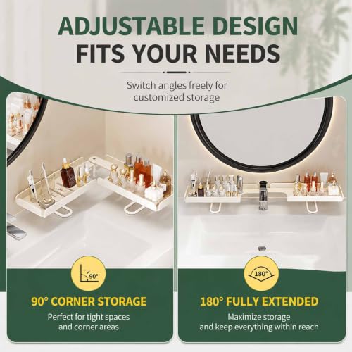 Foldable Over-Faucet Shelf Organizer Black Large - No Tools Needed