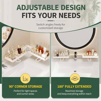 Foldable Over-Faucet Shelf Organizer Black Large - No Tools Needed