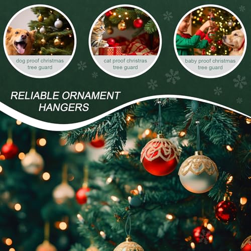 Adjustable Christmas Ornament Hooks - Dark Green, 100 Pcs Non Slip Holiday Decor