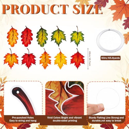 Fall Leaf Hanging Decor Kit - 10 Large Autumn Ceiling Decorations - Fall Leaf Variation