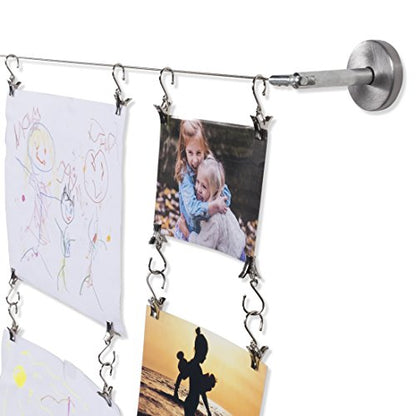 196-Inch Stainless Steel Curtain Wire Rod Set with 24 Clips - 2 Pack, Chrome Finish
