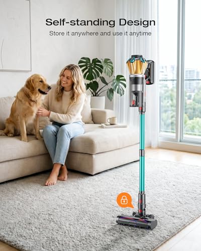 Green Cordless Vacuum Cleaner 60Kpa 650W Stick Vacuum for Pet Hair & Carpets