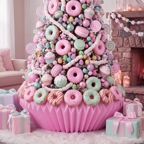 Pink Candyland Christmas Tree Collar - Honeycomb Cupcake Shape