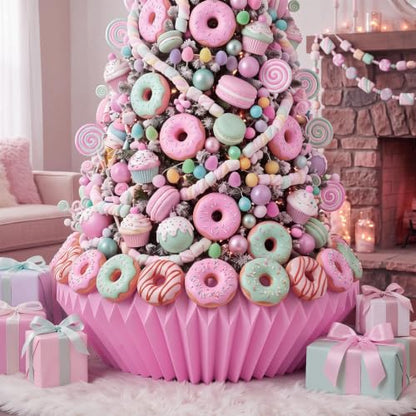 Pink Candyland Christmas Tree Collar - Honeycomb Cupcake Shape