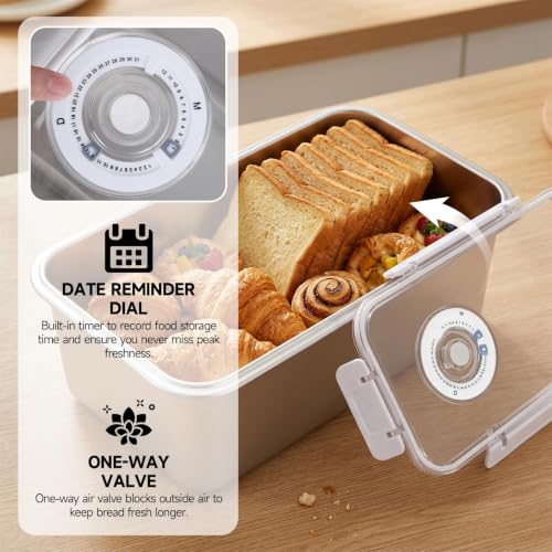 Large Stainless Steel Bread Storage Box with Lid - 1.59 Gallon Capacity