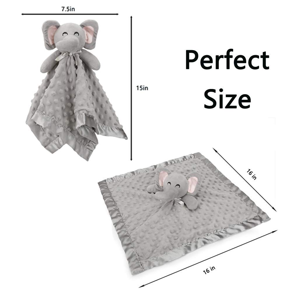 Pro Goleem Security Blanket - Elephant & Fox Design | Soft 16-Inch Comfort for Babies
