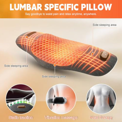 Lumbar Support Pillow with Triple Fusion Back Massager for Posture Relief