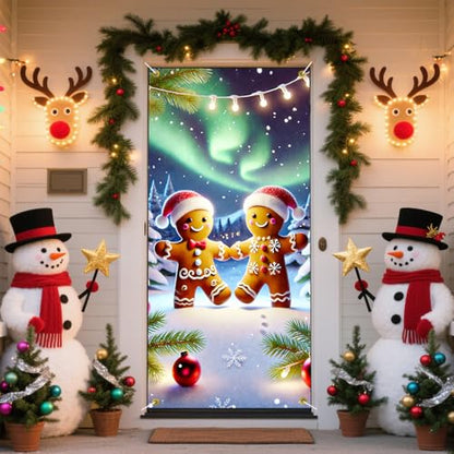 Christmas Door Banner 71x35 Gingerbread Couple Holiday Home Decor - Variation 11