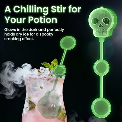 Halloween Glow in Dark Skull Cocktail Stir Sticks - 25 Pcs