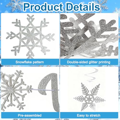 Winter Wonderland Party Banner & Snowflake Decorations Set