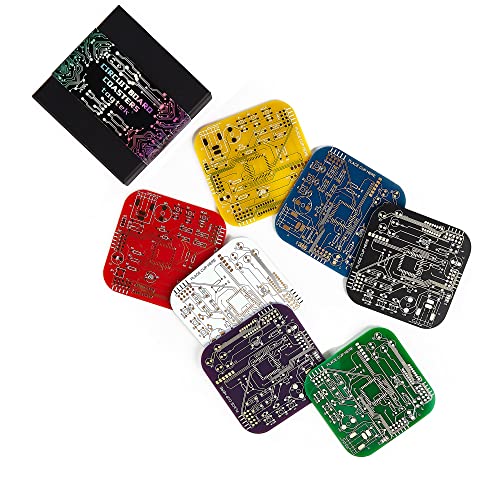 7 Colors Circuit Board Drink Coasters Set - Geek Nerd Engineer Gift